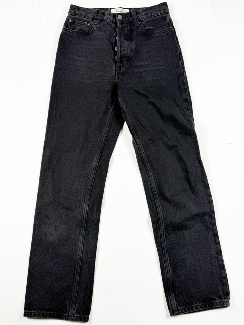 Reformation Faded Black Straight Leg Button Fly Jeans Seattle‎ Wash Size 24
